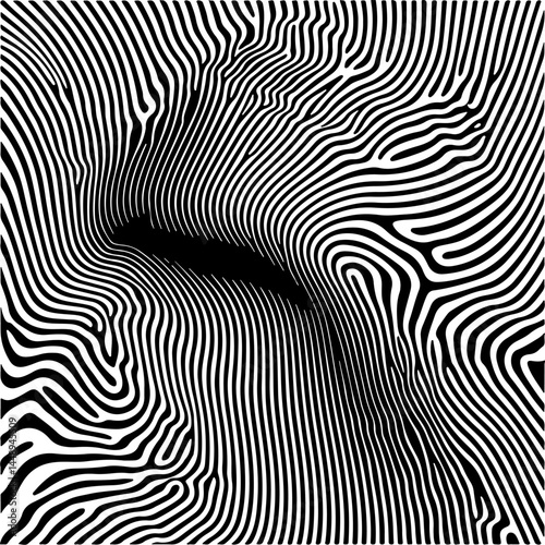 Wallpaper Mural Dynamic black and white vector art featuring wavy, hypnotic lines. The abstract pattern creates an optical illusion effect and a sense of depth, perfect for modern, stylish backgrounds or design. Torontodigital.ca