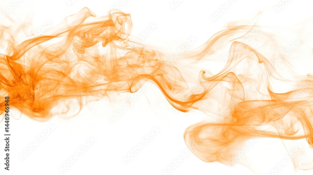 Fototapeta premium Abstract Orange Smoke Swirls on White Background: A Captivating Display of Fluid Forms and Ethereal Beauty