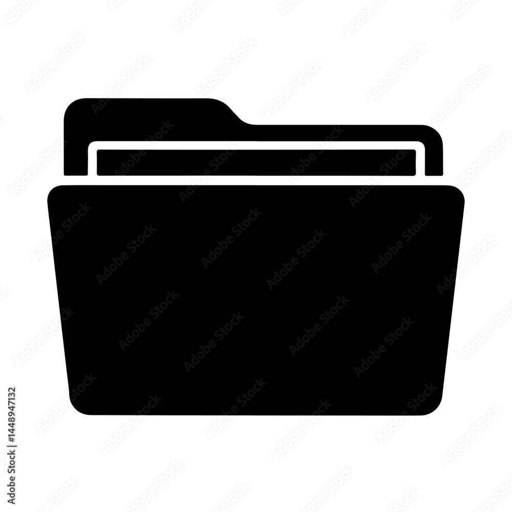Black folder icon, vector illustration, simple design, isolated on white background. Black folder icon, vector illustration, simple design, isolated on white background.