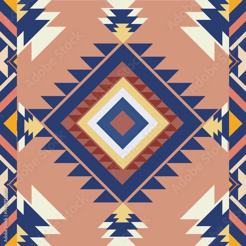 Native pattern american tribal indian ornament pattern geometric ethnic textile pattern navajo mexican fabric seamless Vector decoration fashion