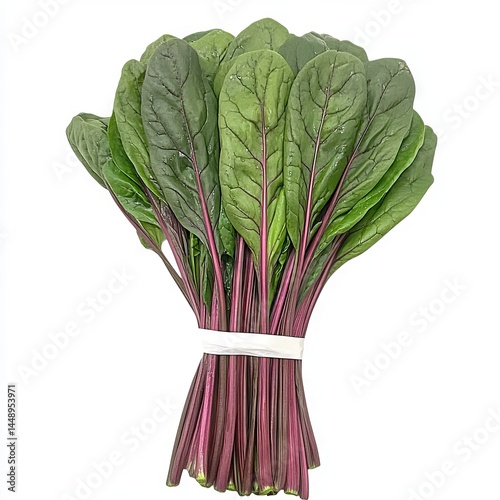 Vibrant Red Stem Chard - Fresh, Healthy, and Delicious on white background photo