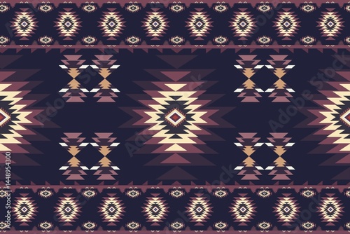 Native pattern american tribal indian ornament pattern geometric ethnic textile pattern navajo mexican fabric seamless Vector decoration fashion