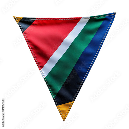 South African flag pennant triangular design vibrant colors national pride,
