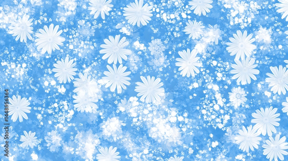 Delicate chamomile daisy pattern creating a fresh and vibrant design on blue generative ai Delicate chamomile daisy pattern creating a fresh and vibrant design on blue generative ai