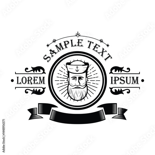 rum vintage logo with sailor icon on it