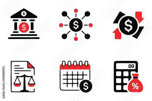 Financial Icons Set for Business and Finance Stock Photography