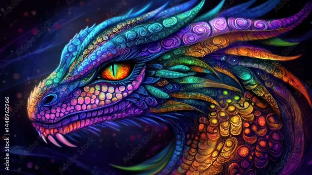 Obraz premium Vibrant Dragon Head Portrait