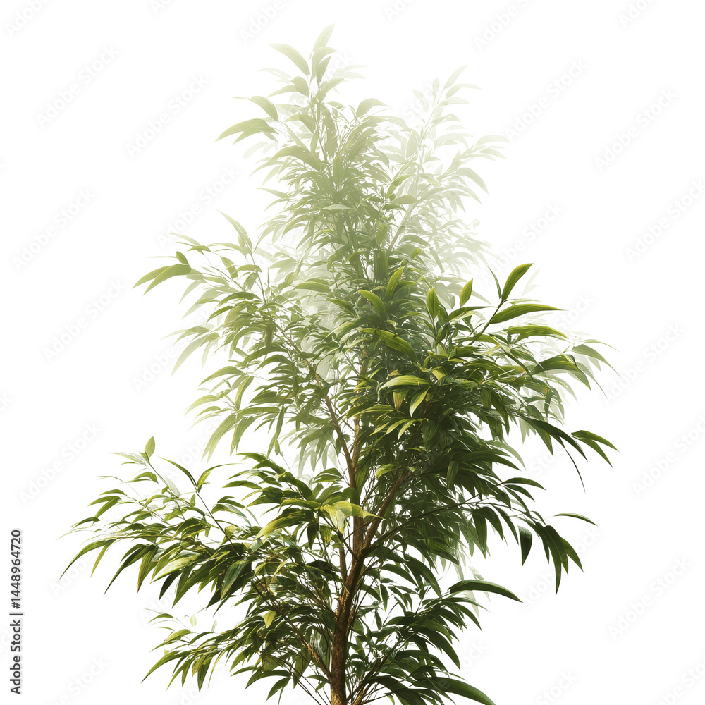 Obraz premium Lush Green Ficus Microcarpa Tree with Sunlight Filtering Through Leaves