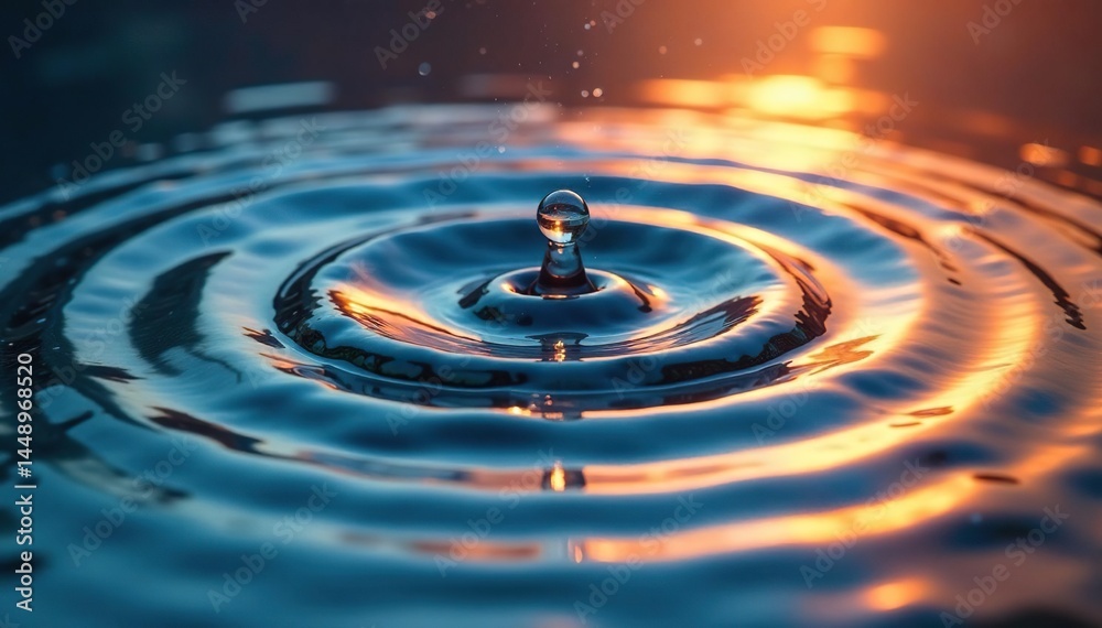 Rippling water surface, concentric circles from dropped object, peace, splash, clean Rippling water surface, concentric circles from dropped object, peace, splash, clean