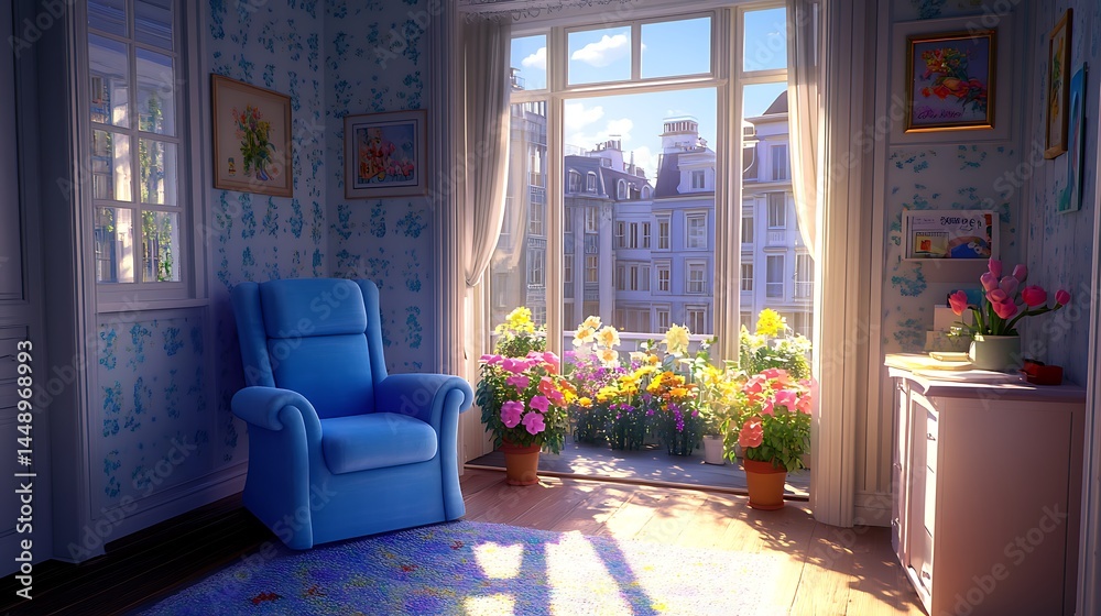 Fototapeta premium Flower balcony room interior view