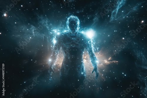 Ethereal figure in luminous space
