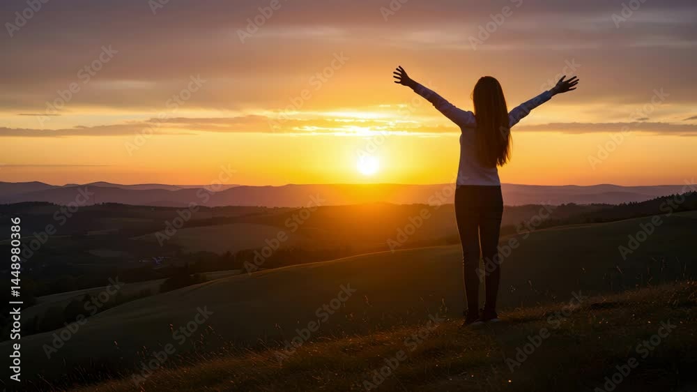 silhouette of a woman in sunset