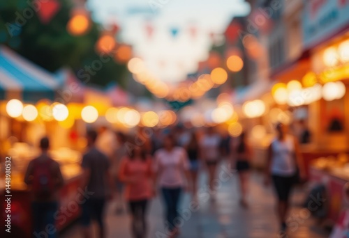 Wallpaper Mural Walking Through Evening Market with Blurred Festive Lights Torontodigital.ca