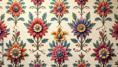 Wallpaper Mural Intricate floral damask pattern in muted tones , digital, subtle, decor Torontodigital.ca