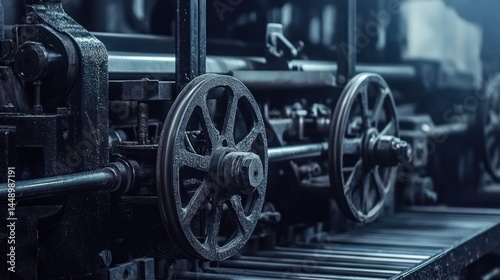 Wallpaper Mural Vintage industrial machine with intricate wheel mechanism showing engineering progress Torontodigital.ca