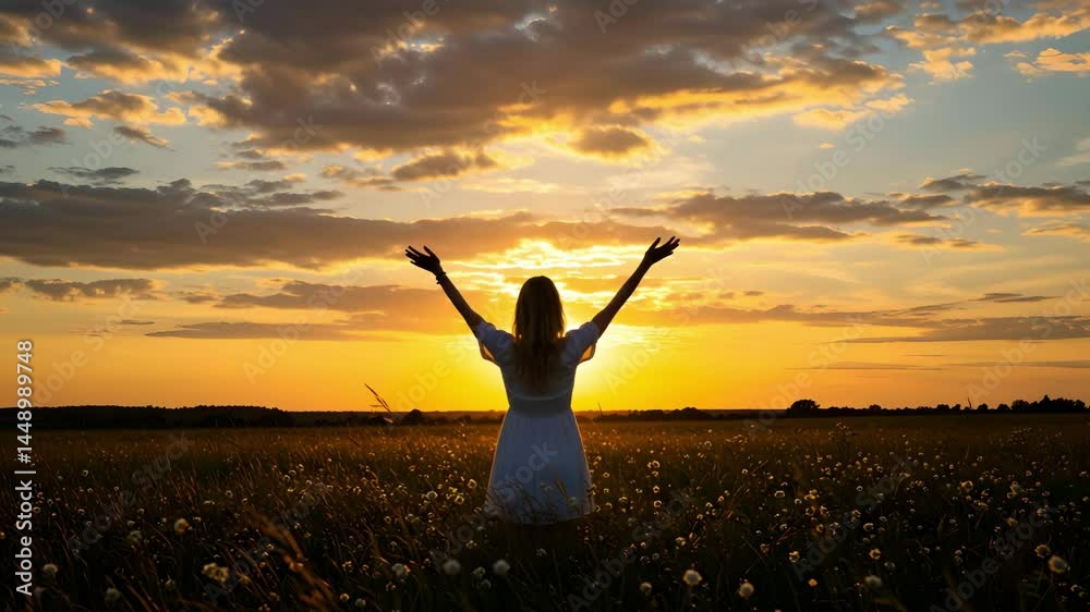 silhouette of a woman in sunset