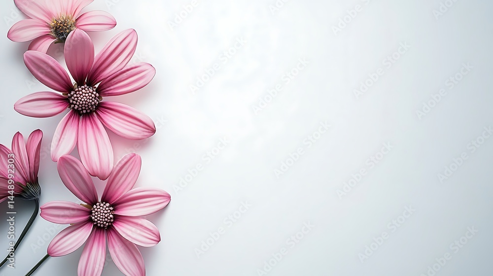 Fototapeta premium Elegant daisies on a white background with plenty of space for text generative ai
