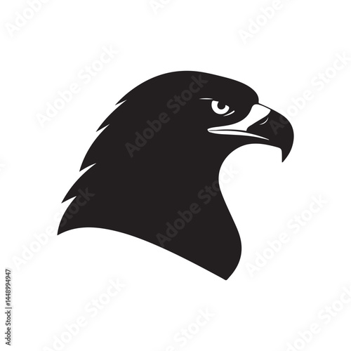 Eagle head vector illustration black and white bird of prey graphic design falcon silhouette animal logo concept