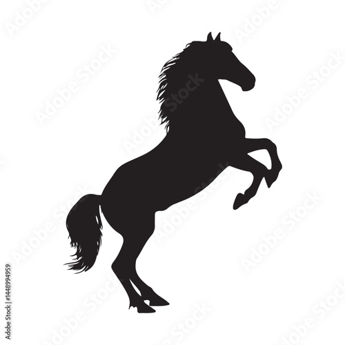 Horse silhouette rearing up vector illustration equine animal mammal mustang stallion black and white design