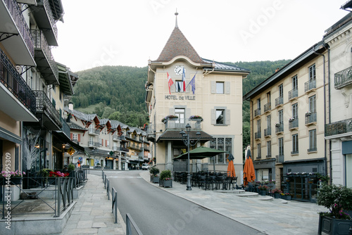 Town of Saint Gervais les Bains, in France, by the alps.  photo