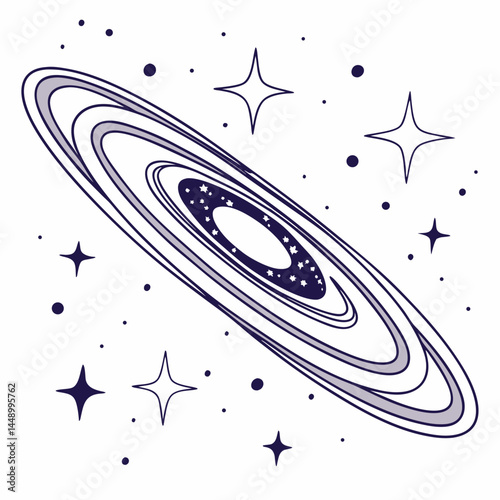 Galaxy With Stars Minimalist Space Scene Vector Graphic Illustration Isolated