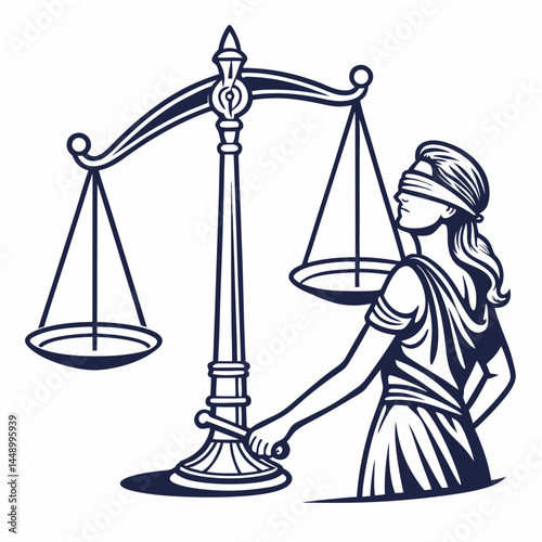 Lady Justice With Scale Vector Illustration Symbolizing Law And Order