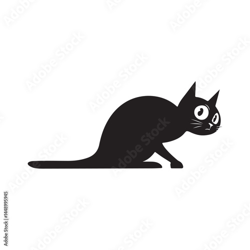 Black cat silhouette vector illustration for halloween or pet design and creative projects with animal theme