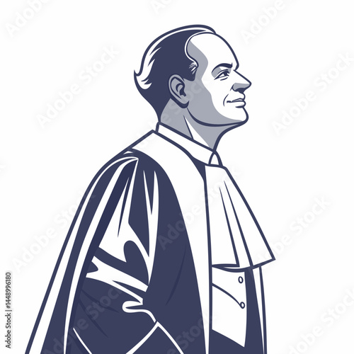 Judge Illustration Of A Man Wearing Robe Looking Forward Confidently