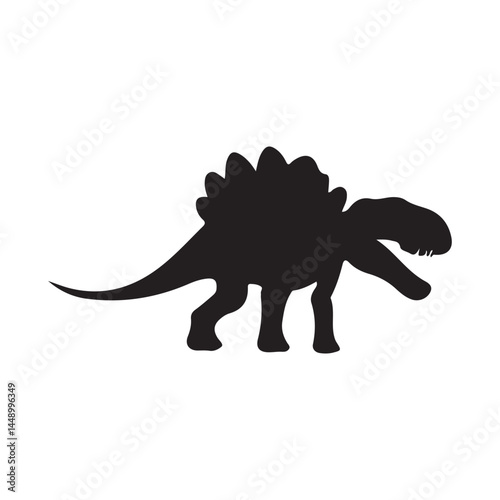 Stegosaurus dinosaur silhouette vector illustration prehistoric jurassic era animal black and white clip art image