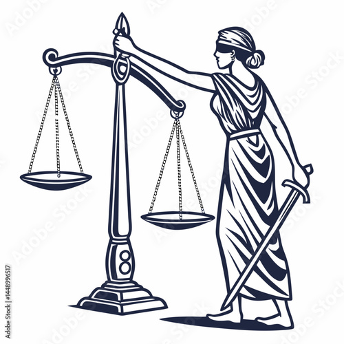Lady Justice Holding Scales And Sword Vector Symbol Of Law