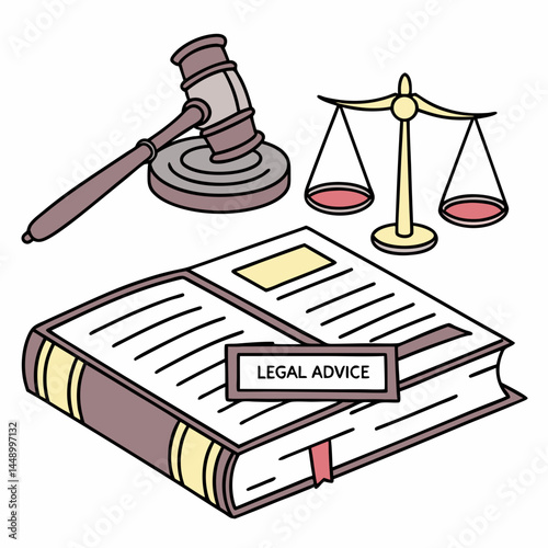 Legal Advice Depicted With A Gavel Scales And An Open Book