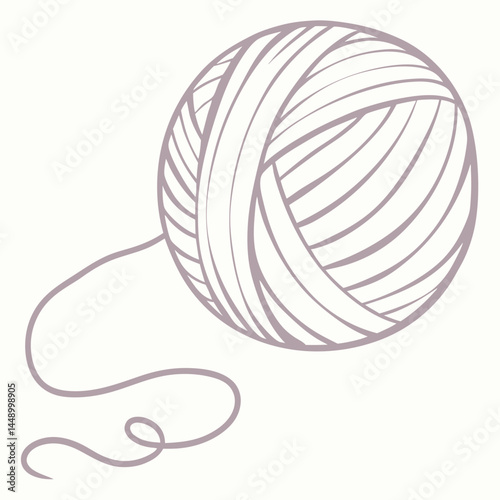 Ball Of Yarn Illustration Simple Craft Hobby Design Element Knitting Project
