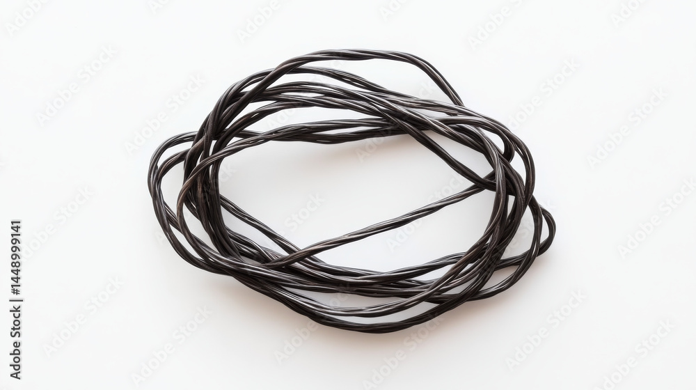 A single tangle of wire isolated against a white background A single tangle of wire isolated against a white background