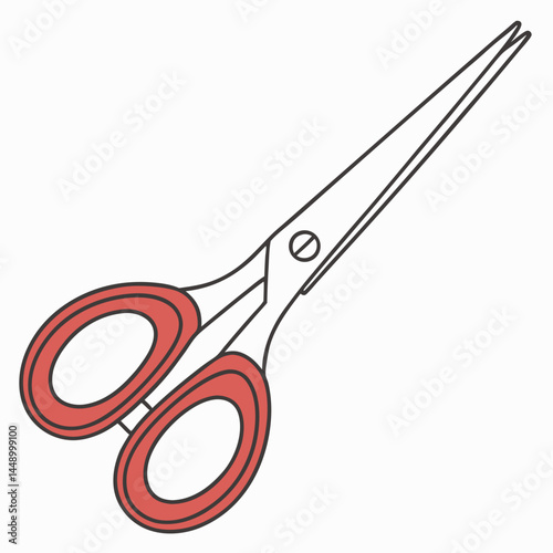 Isolated Red Handled Scissors For Cutting On White Background Illustration