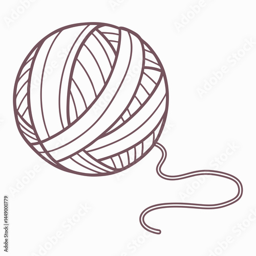 Ball Of Yarn Line Drawing Crafting And Knitting Hobby Design