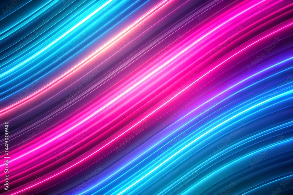 Neon light trails flowing in pink and blue on black background Neon light trails flowing in pink and blue on black background