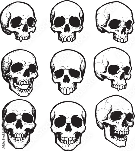 Rough Hand-Drawn Skulls Vector Collection