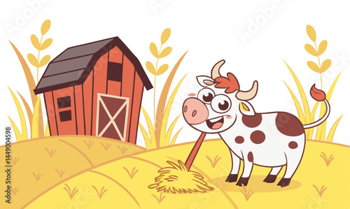 Rustic "Farm in the Farm" Illustration with Countryside Elements.


