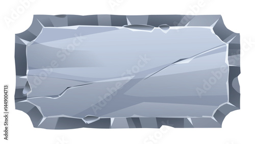 Stone board with rough surfaces and sharp edges, cracked slightly. Stone banner element for game and web. Ui or gui design element. Vector cartoon illustration