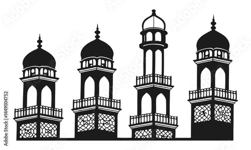 Elegant Mosque Vector Illustration Featuring Islamic Architecture.

