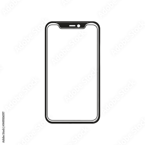 Modern Smartphone Outline Design with Transparent Screen in Simple Style