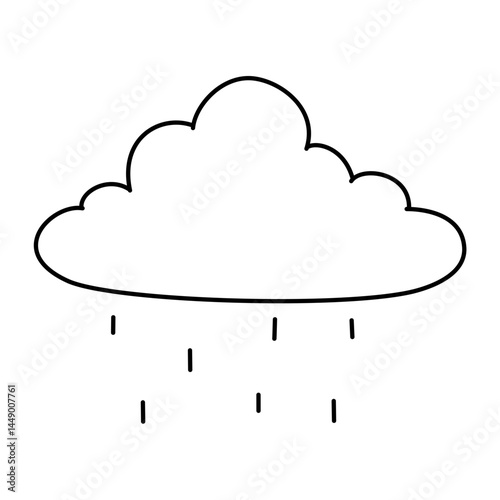Clouds and rain doodle outline