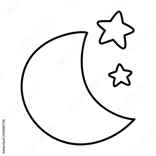 moon and star doodle outline