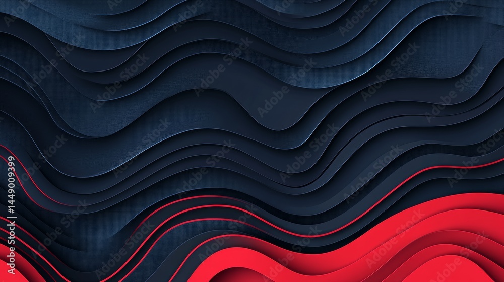 Obraz premium Abstract Red and Blue Wave Design Graphic on red background