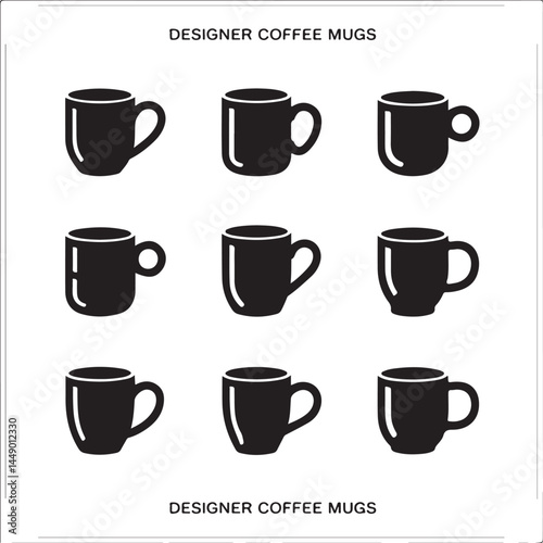 Coffee mug silhouette bundle isolated illustration