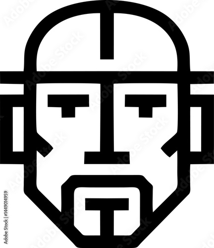Abstract linear stylized worker portrait with helmet