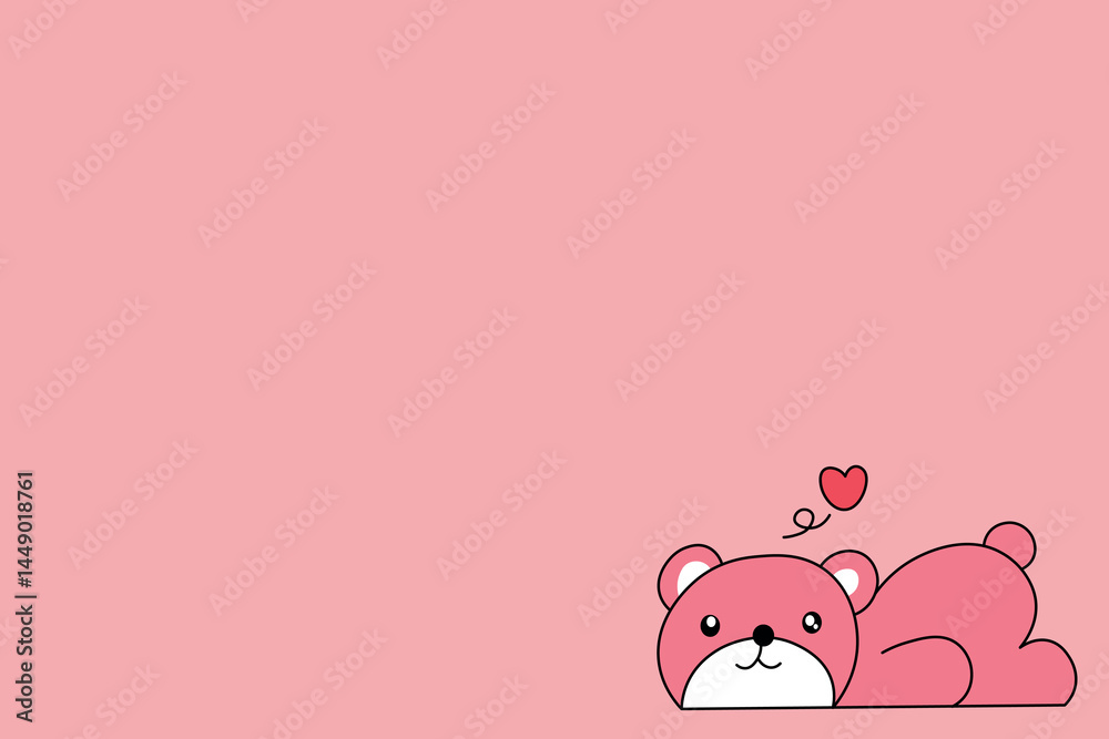 vector bear falls in love on a pink background in the cartoon vector bear falls in love on a pink background in the cartoon