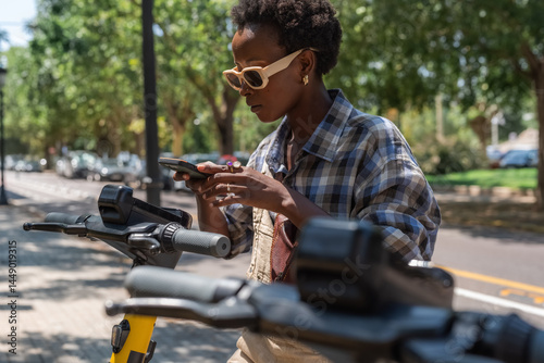 Woman hiring electric scooter