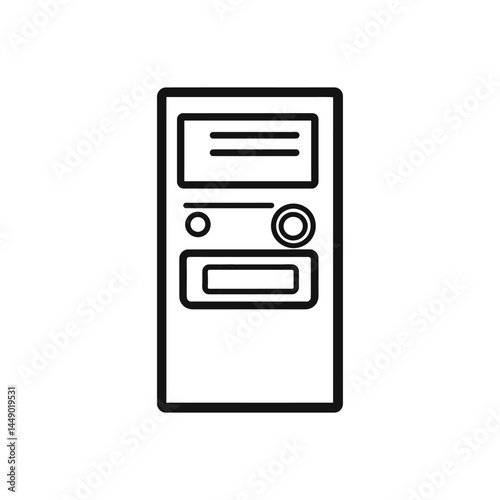 Outline Style Vending Machine Icon with Dispenser on Transparent Background