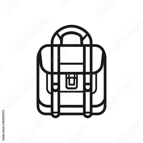 Outlined Satchel Bag Icon With Handle In Elegant Simple Minimalist Design